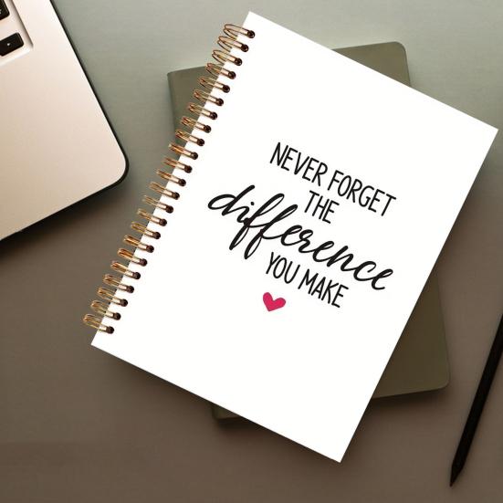 Motivational Spiral Notebook Never Forget The Difference You Make Inspirational Journal A5 Size 50 Sheets Reading Notebook for School Office