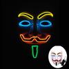 Halloween Glowing V Mask EL Wire Neon Light Up Anonymous Mask Cosplay Horror Luminous Mask for Man Women Haunted House Props