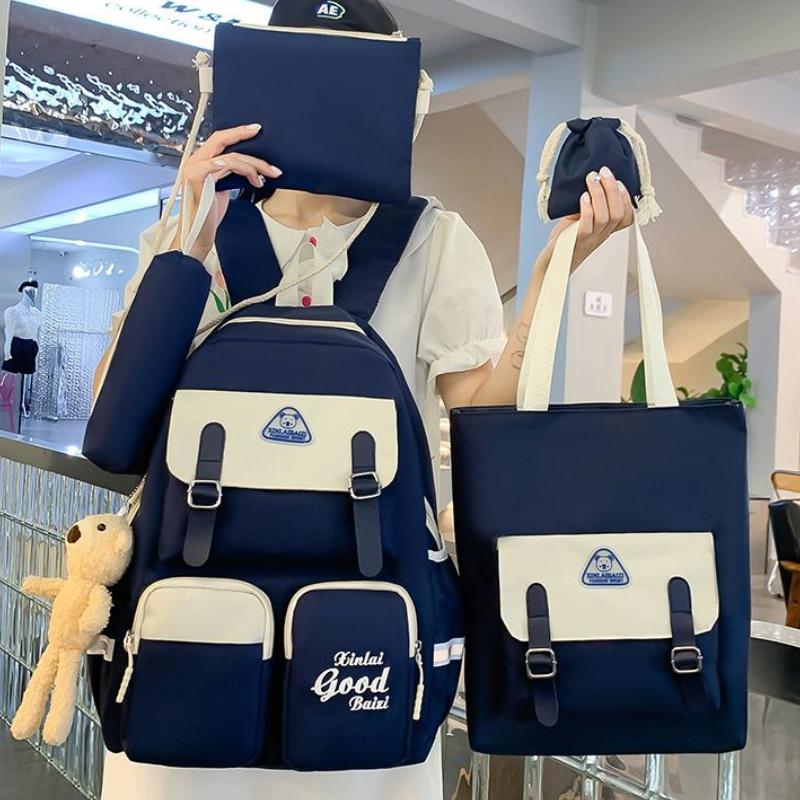 5 Pcs Backpack for Girls Teenager Travel School Backpacks Boys Children Rucksack Casual School Bags Backpack Cute Multipocket Book Bag