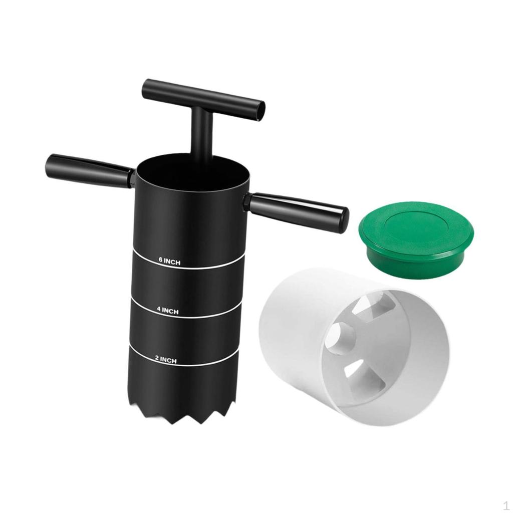Portable Cutter Cup Steel with Markings Detachable Handle Holes Digger for Garden Outdoor Putting