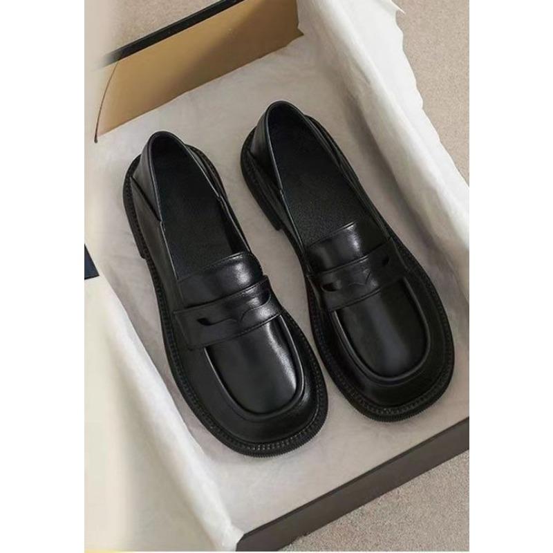 New Women's Thick-soled Shoes, Round-toed Croaker Loafers