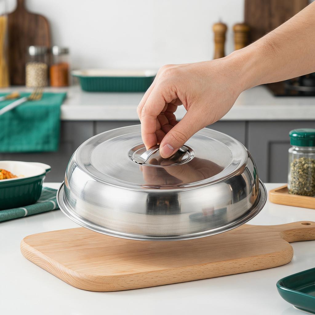 3Pcs Stainless Steel Food Dome Cover Multi-Occasion Steak Dome Cover Oil-Proof Fresh-Keeping Lid for Daily Cooking Housewarming