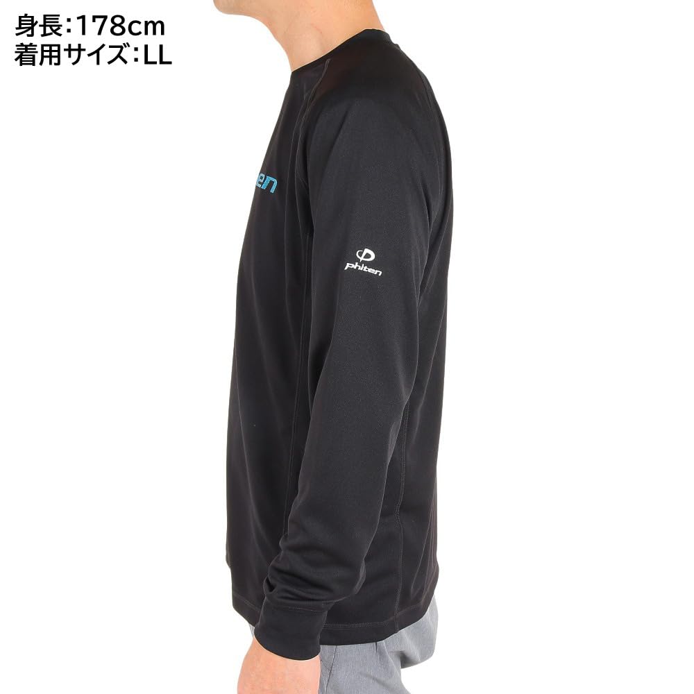 Volleyball Wear Long Sleeve 3121JG44400 Quick Drying X [Phiten] T-Shirt BK/SX (Black Sax/S/Men's, Ladies')