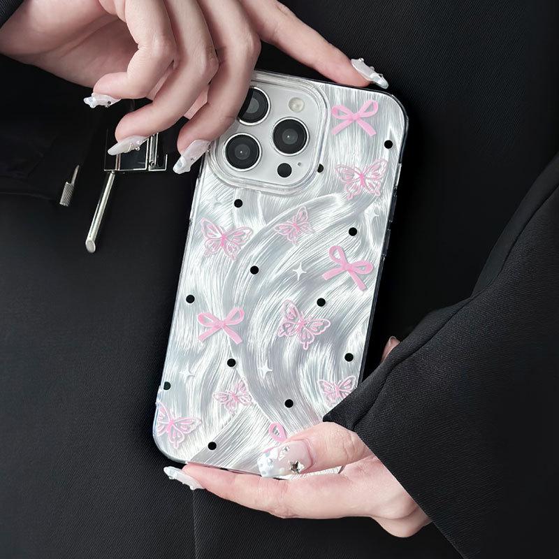 Zhitai Transparent Soft Shell iPhone Case for 13, 14, 15, 16 Pro Max: Ins-Style Feather Yarn Design.