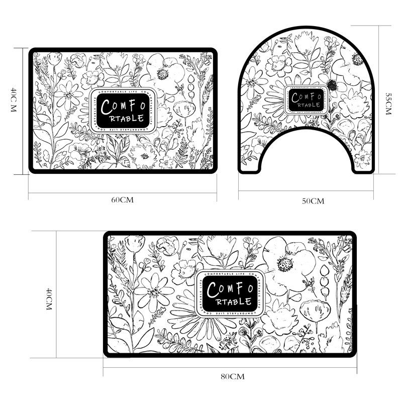 Luxury Bathroom Three-piece U-shaped Toilet Large Size Moisture-wicking Floor Mat Non-slip Foot Mat Soft Diatom Mud Mat