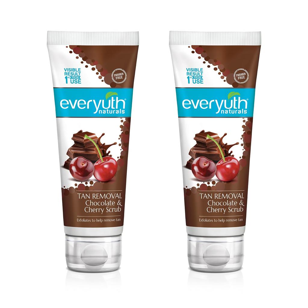 Everyuth Naturals Chocolate Cherry Tan Removal Scrub 100G Pack Of 2 Brightening Detox Face Body