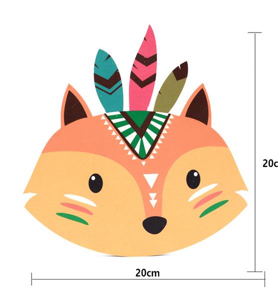 

Наклейка на стену для детской комнаты в стиле бохо, этнический индийский мультфильм, лиса, кошка, настенные принты для детей, идея украшения детской комнаты E