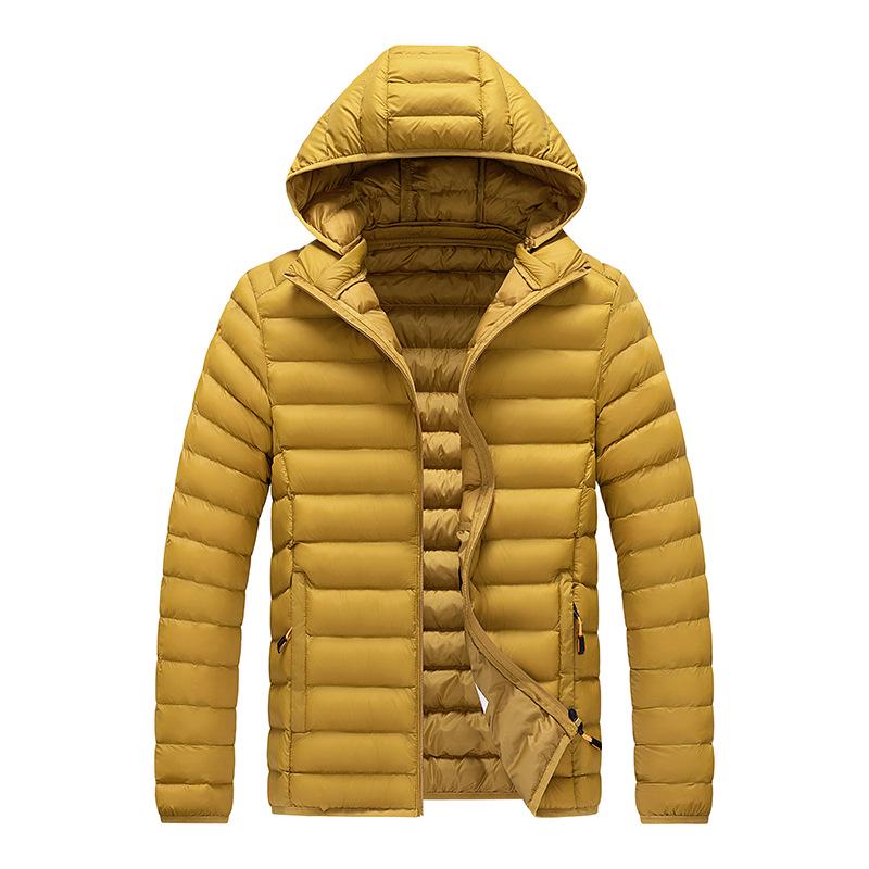Men's Plus Size Multicolor Lightweight Cotton-Padded Winter Jacket with Detachable Hood