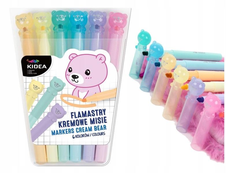 FLAMASTRY KREMOWE MISIE 6 KOLORÓW KIDEA 4338