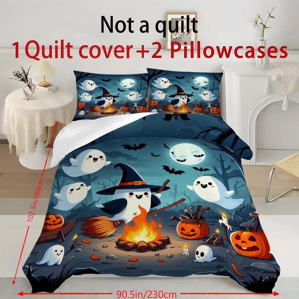 Halloween Three-piece Bedding Set Quilt Cover Pillowcase Brushed Fabric Thickened