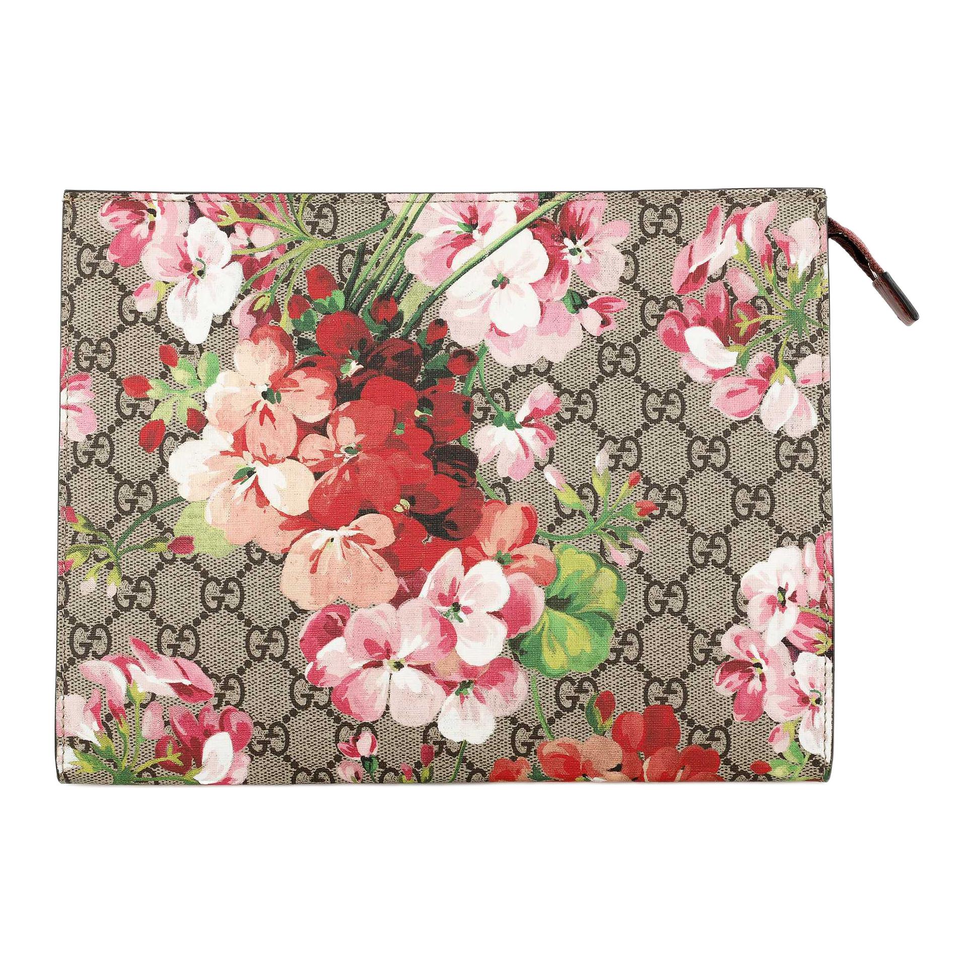 

Gucci GG Blooms Logo Canvas And Leather Clutch Bag Large Women clutch Ebony Pink 430268-KU2IN-8693 Basic Set (Bag+Dust Bag)