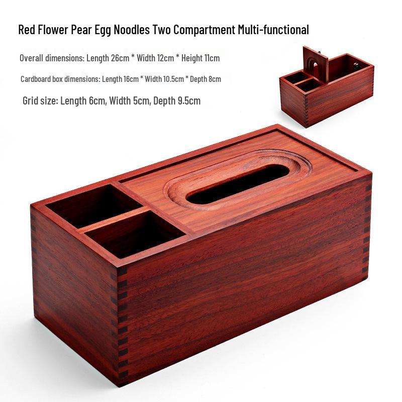 Retro Red Rosewood Wooden Tissue and Storage Box for Office, Hotel, Living/Dining Room