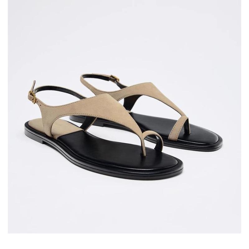 Fashion Summer New Flat Bottom Buckle Strap Women's Sandals Casual Versatile Comfort Pinch Toe Concise Beach Sandals Women Zapatos Mujer