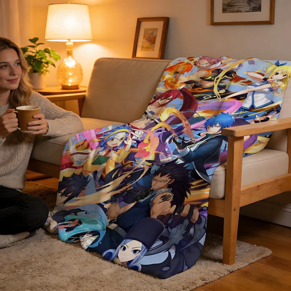 Throw High-Density Short Plush Blanket For Sofa Nap Air-Conditioned Room Soft Skin-Friendly Classic Comics Anime FAIRY TAIL