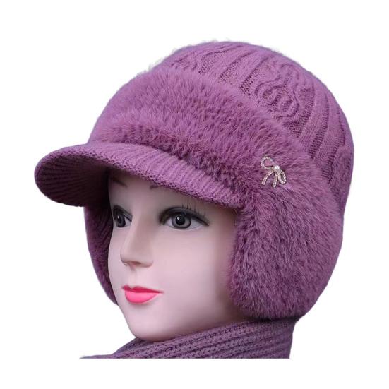 Căciulă tricotată cu clape pentru urechi, căptușită cu fleece care elimină umezeala, caldă, design 3-în-1, șapcă de baseball, pălărie de exterior pentru vreme rece