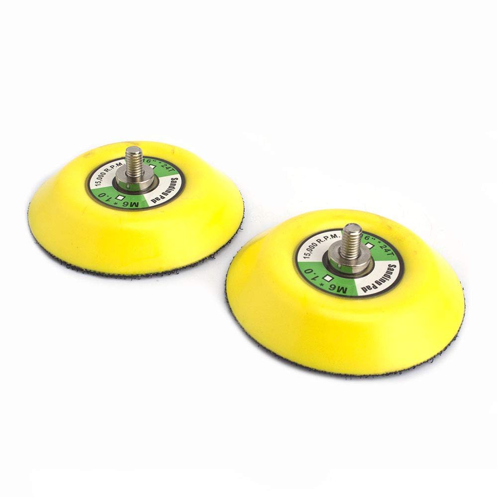 SI FANG 2Pcs 3" Hook and Loop Backing Pads for Orbital Sander M6 Threads Polishing Buffing Plate for Dual Action Car Polisher