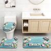 Modern Simple Wood Grain Shell Boat Bathroom Floor Mat Set 3pcs Non-Slip Absorbent Toilet Lid Cover and U-Shaped Rug