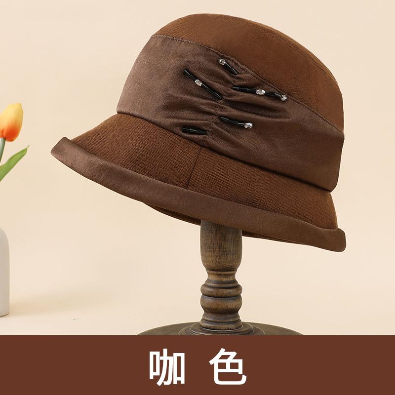 Middle-aged and elderly fisherman's hat Children keep warm in autumn and winter Elegant temperament Mom basin hat Versatile face top hat