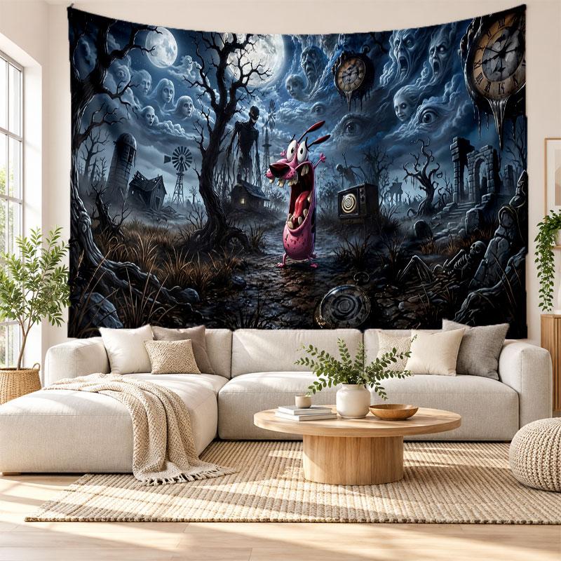 Courage the Cowardly Dog Wall Tapestry Home Decor Hanging Cloth Art Background Tapestry for Bedroom