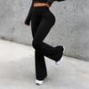 Damen High Waist Schlaghose Dehnbar Bauchkontrolle Bootcut Sport Leggings