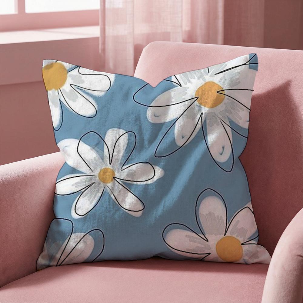 Line Flowers Cushion Cover Multi-Scene Pillow Cover for Home & Car - Reversible, Soft & Durable for Daily Use