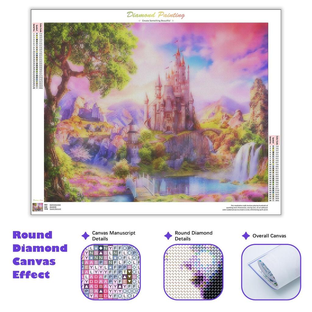 5D DIY Diamond Painting House Landscape Cross Stitch Kits Embroidery Needlework Sets Mosaic Waterfall Home Decor 30x40cm