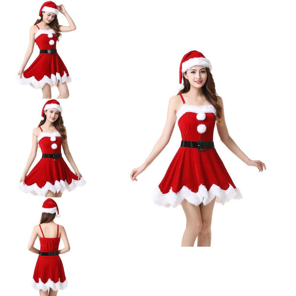 Elegantes Sexy Weihnachtsmannkleid für Damen mit rückenfreiem Schaukel-Mini-Design