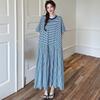 Short Sleeve Plus Size Cotton Vintage Stripe New In Dresses for Women Casual Loose Long Summer Dress