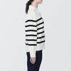 MUJI Washable Milan Rib Knit Skipper Polo White Size BA1OOA4S Women's Sweater, Striped, XS,