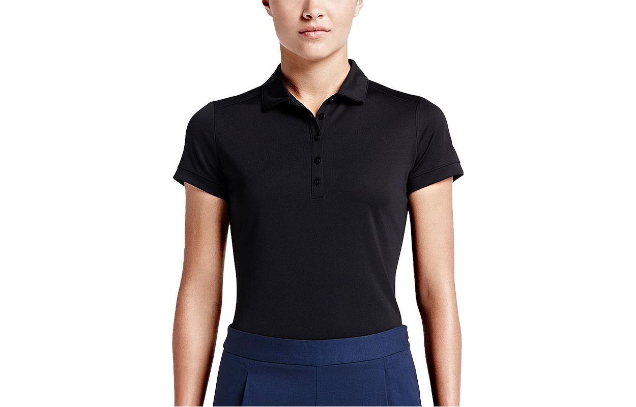 

Nike Polo Shirts Women s Black Polo Collar Moderate Straight Fit 725586-010 S