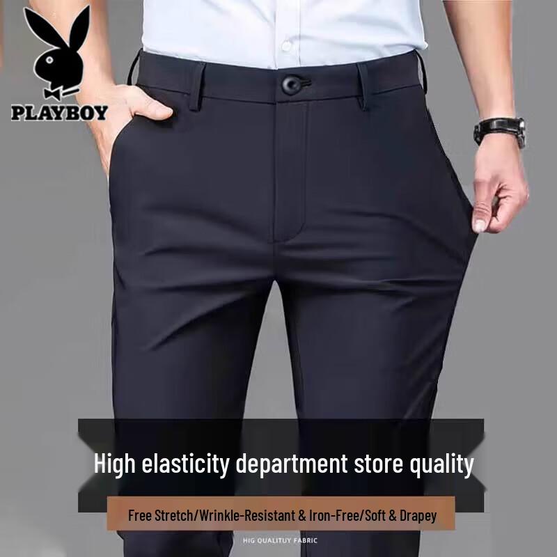 Playboy Men s 4-Way Stretch Wrinkle-Free Business Casual Straight-Leg Pants 31
