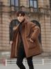 Men's Trendy Mid-Length Down Jacket with Thick Rabbit Fur Lining