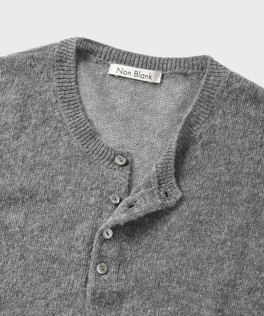 NONBLANK Crop Henley Neck Ls Knit_Melange Grey
