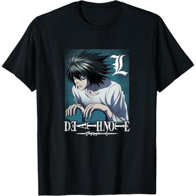 Death Note L Crouching with Logo Anime T-Shirt