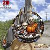 2D flat Halloween skull and pumpkin sun catcher, gardening decorations, autumn decorations, gifts for Halloween fans