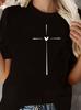 Heart & Cross Print Women's T-Shirt Casual Crew Neck Short Sleeves Sports Tee Comfy Tops Streetwear Female Tees Women's Clothing