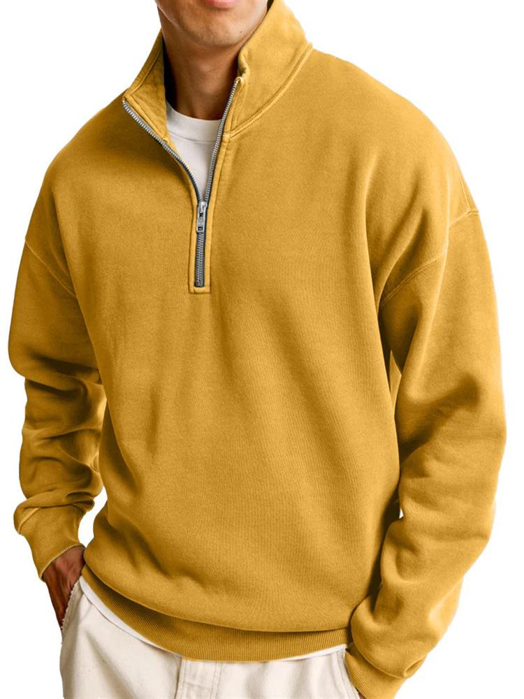 Men's Half Zip Sports Sweatshirt Stand Collar Long Sleeve Casual Everyday Pullover