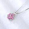 925 Silver Fashion Temperament Zircon Lucky Heart Pink Diamond Zircon Necklace