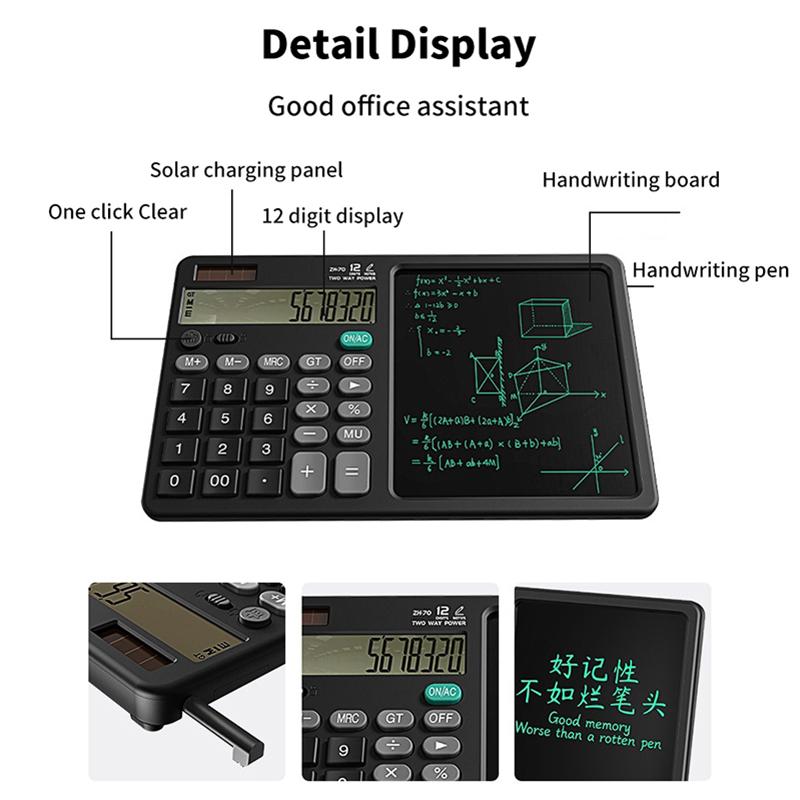 Scientific Calculator With Writing Drawing Tablet Portable 12Digit Lcd Large Display Calculator For Math Study Office Draft Memo