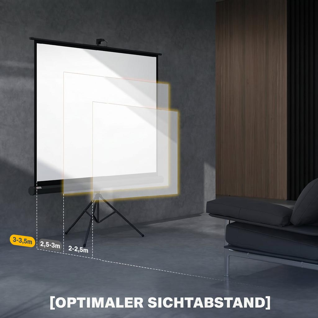 Projection Screen in 4:3 Format, Cinema Screen, Presentation Surface for Home or Office, Black