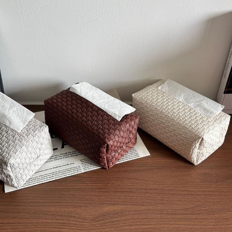 Decorative Vine Pattern Waterproof Leather Tissue Box with Drawer Practical Napkin Storage Organizer for Household Daily Use