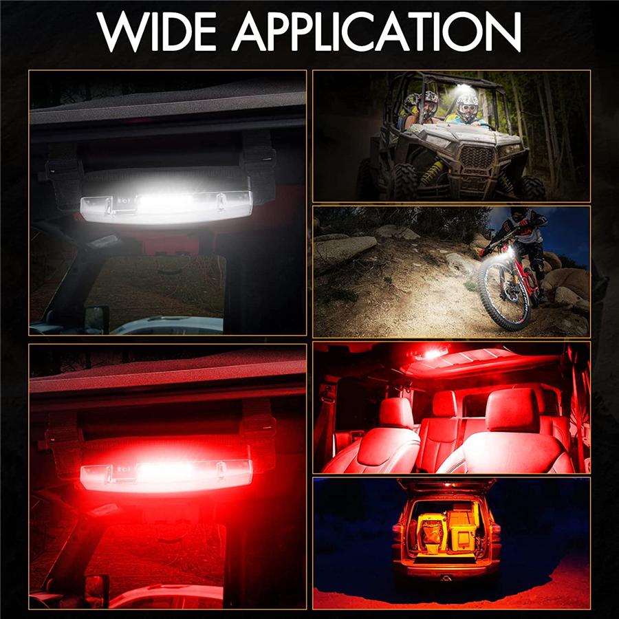 Universal Überrollbügelhalterung Domleuchte LED Lampe Weiß & Rot Für UTV ATV Golfwagen