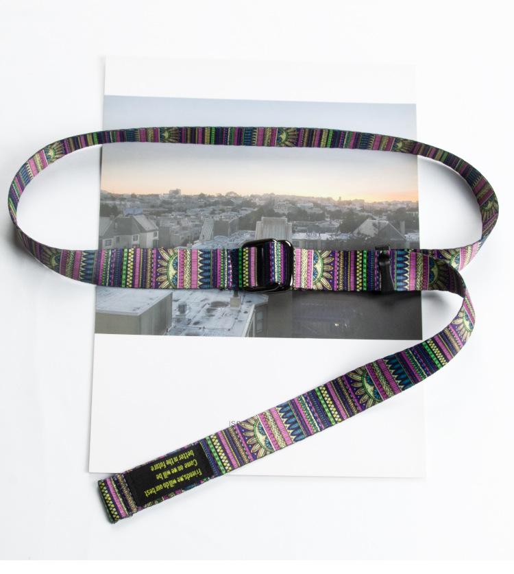2.5cm Cashew Blossom Double Ring Buckle Canvas Belt with Printed Letters – Trendy Extended Student Work Pants Accessory 130 cm