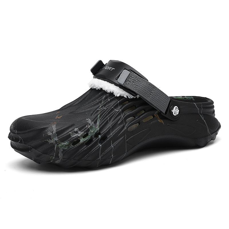 

Зимние бархатные разборные двухцелевые дырочные туфли теплая сумка на голову прохладные тапочки иностранная торговля большой размер модные толстоподошвенные хлопковые тапочки 47 чёрный