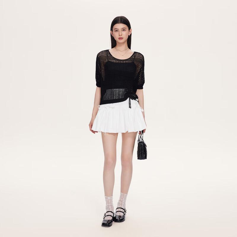 FivePlus Women's Hollow-out Knit Short Sleeve Top