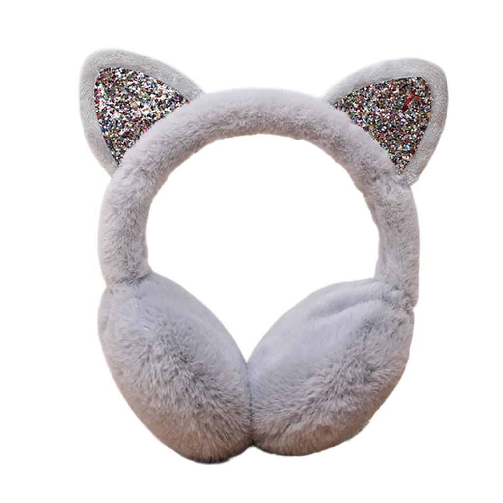 Fashionable Ear Muffs for Women Girl with Cat Ear Folding Comfortable Ear Protectors for Easy Storage Winter Headwear