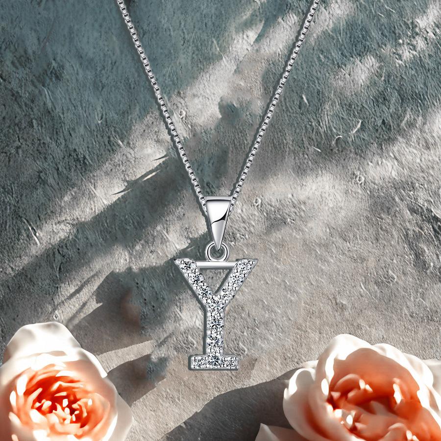 Umcho 925 Sterling Silver Capital Initial Y Letter Pendant Necklace Jewelry For Women