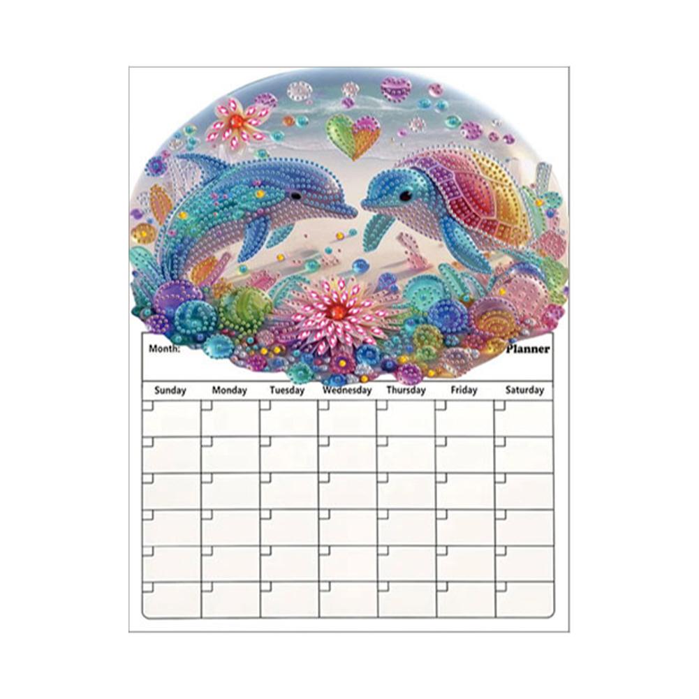 

Cow Diamond Painting Magnetic Fridge Calendar 5D Gem Dots Art Hanging Calendar To-do List Calendar for Refrigerator Whiteboard