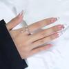 Korean Style Rhinestone Raindrop Open Ring for Women