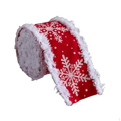 Weihnachtsdekoratives Festliches Rotes Samtband Weiche Weiße Bordüre Vielseitiges Accessoire für Kränze